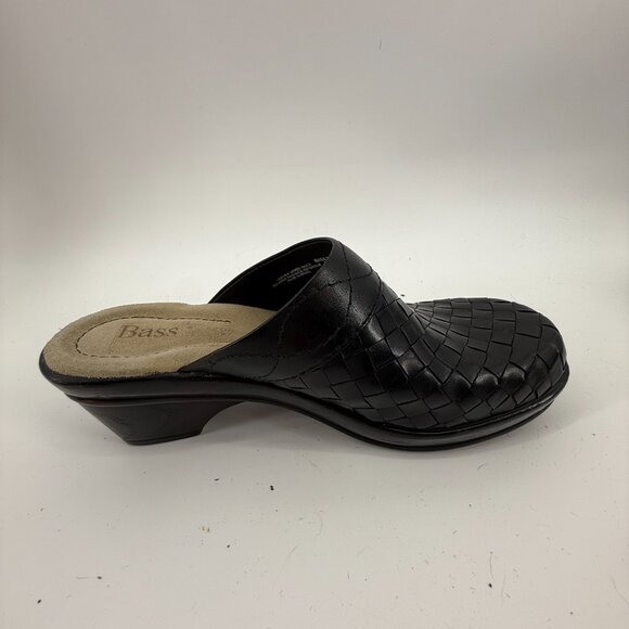 BASS Woven Clogs Black Slip On Leather Upper Size 5M Womens Round Toe - Picture 6 of 10